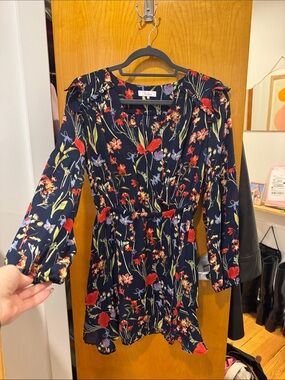 Parker navy floral long sleeve dress